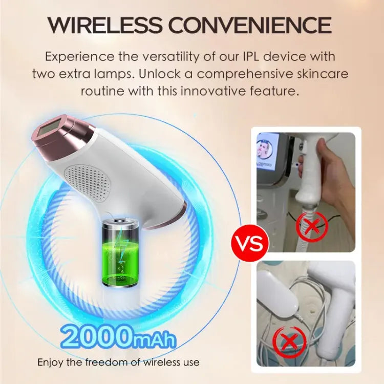 Premium 3-in-1 Wireless IPL Laser Device – Rechargeable, Professional Hair Removal, Skin Rejuvenation, and Acne Treatment with Unlimited Flashes 👑