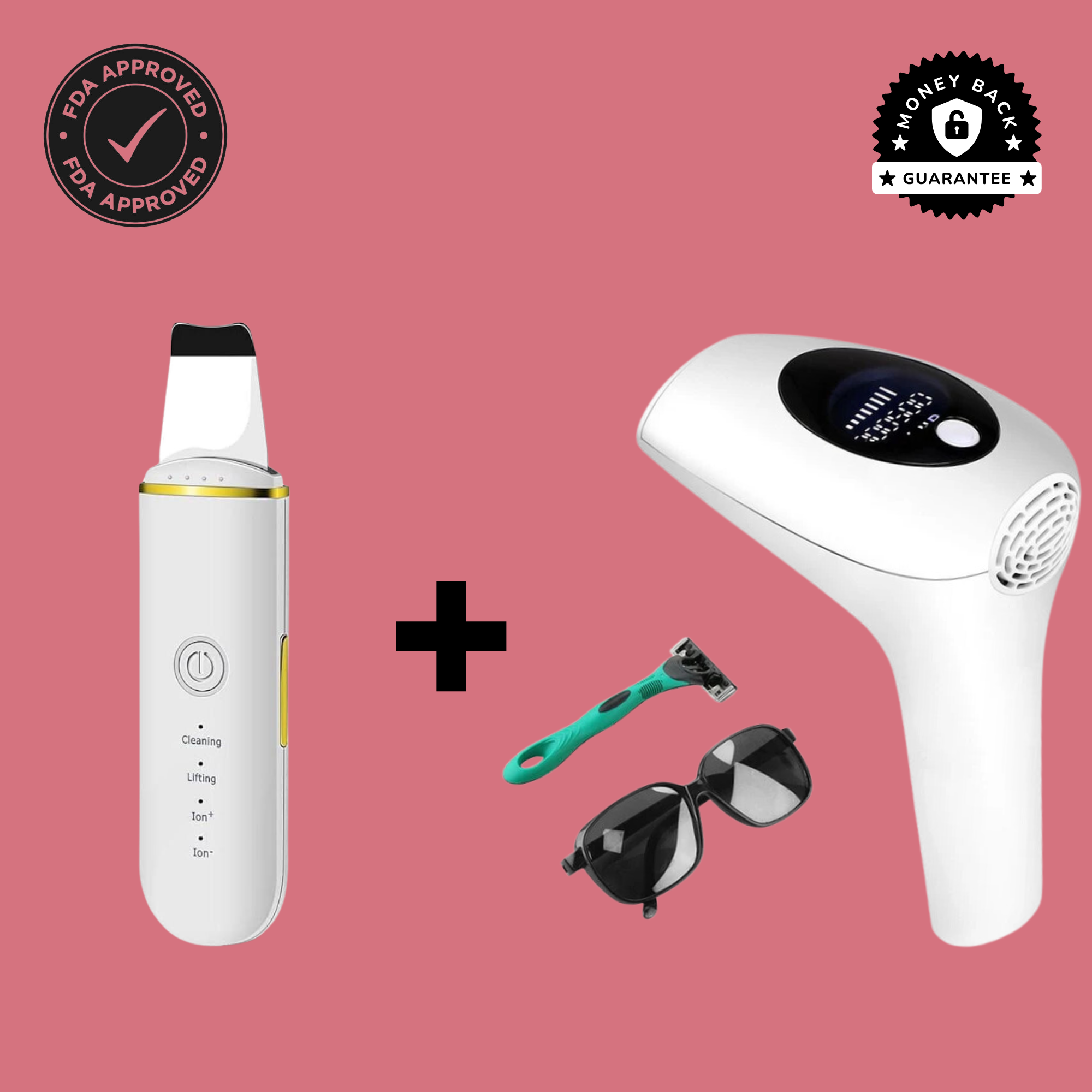 Bundle 🎁 IPL Hair Laser Removal Device+ Ultrasonic Skin Scrubber