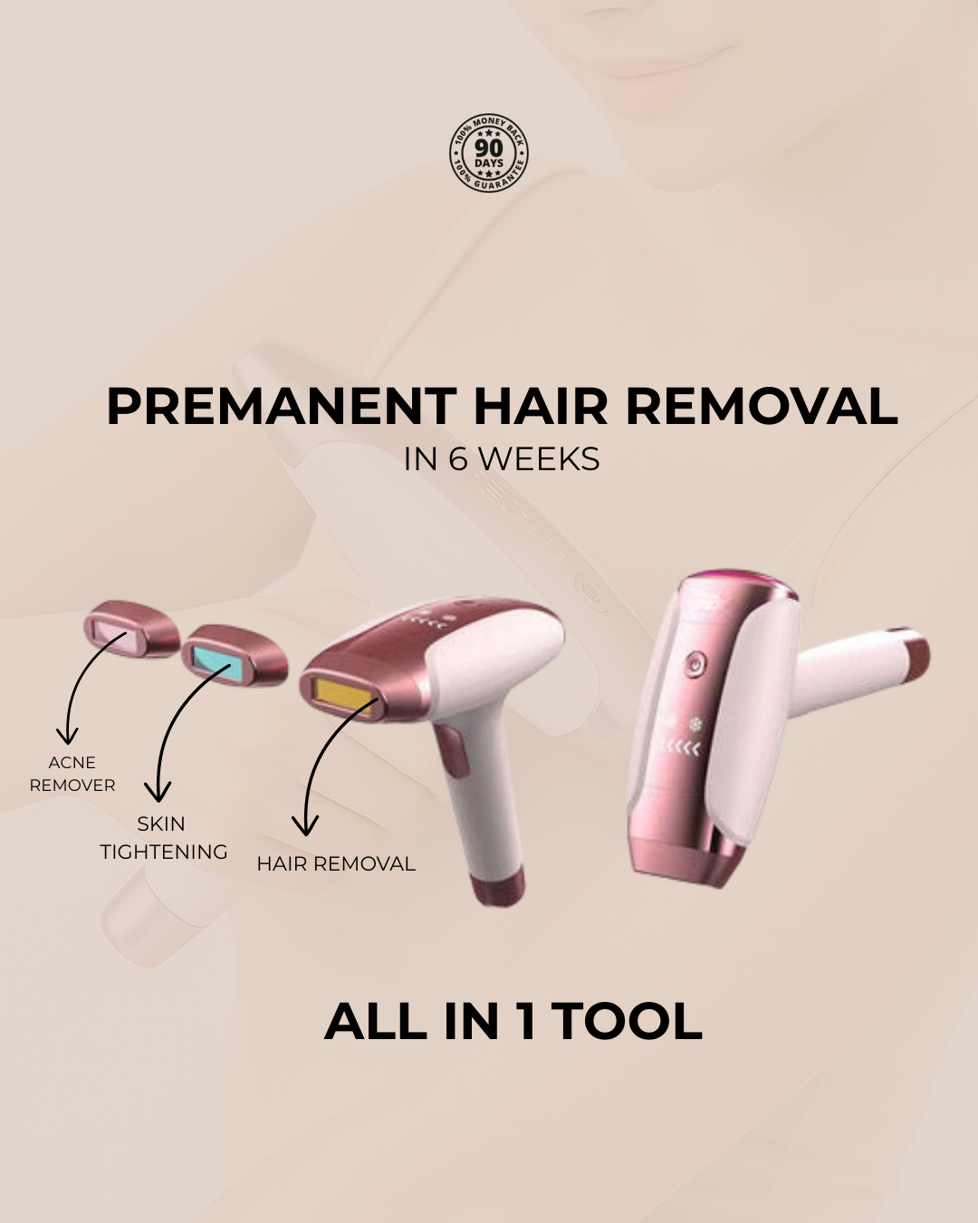 Premium 3-in-1 Wireless IPL Laser Device – Rechargeable, Professional Hair Removal, Skin Rejuvenation, Acne Treatment & Unlimited Flashes 👑